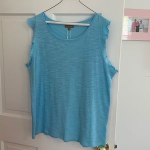 Blue ruffle tank